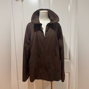 Women's INC International Concepts Brown Zip Up Jacket, Pockets Sz:l